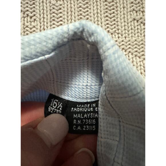 Hugo Boss blue plaid button down size 16.5 - Picture 6 of 8